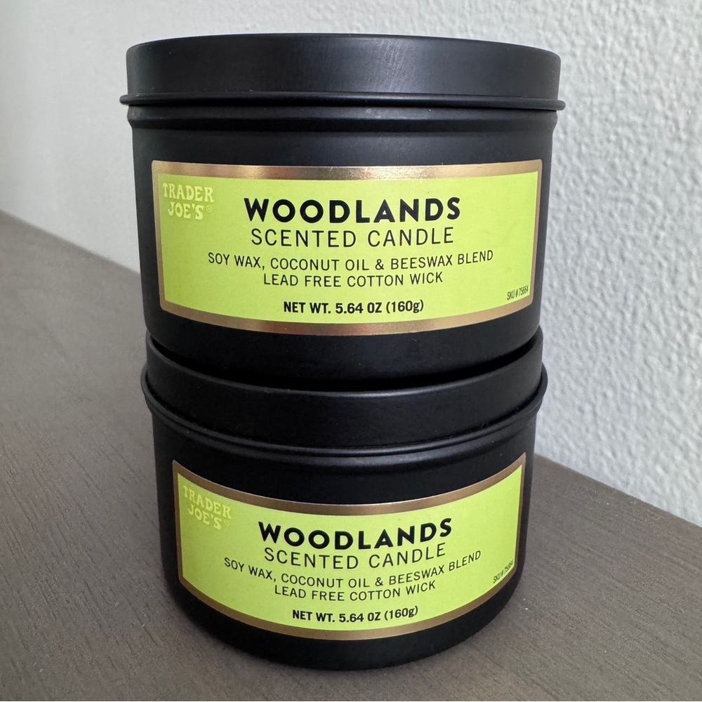2 Pack - Trader Joe’s Woodlands Scented Candle - Black Tin - Limited - New
